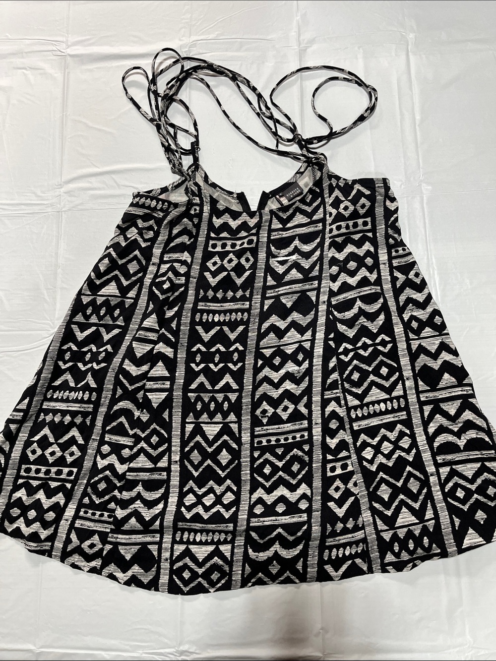 Crop Top Black and White Geometric Halter Top
